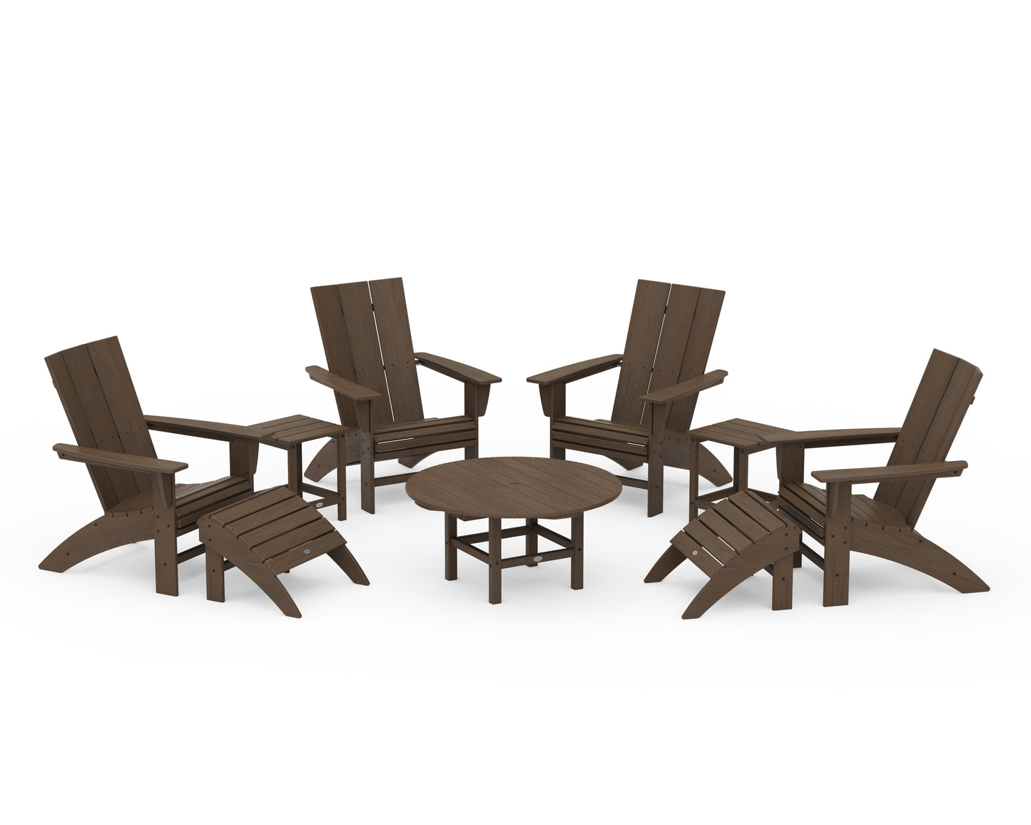 Modern Curveback Adirondack Chair 9-Piece Conversation Set