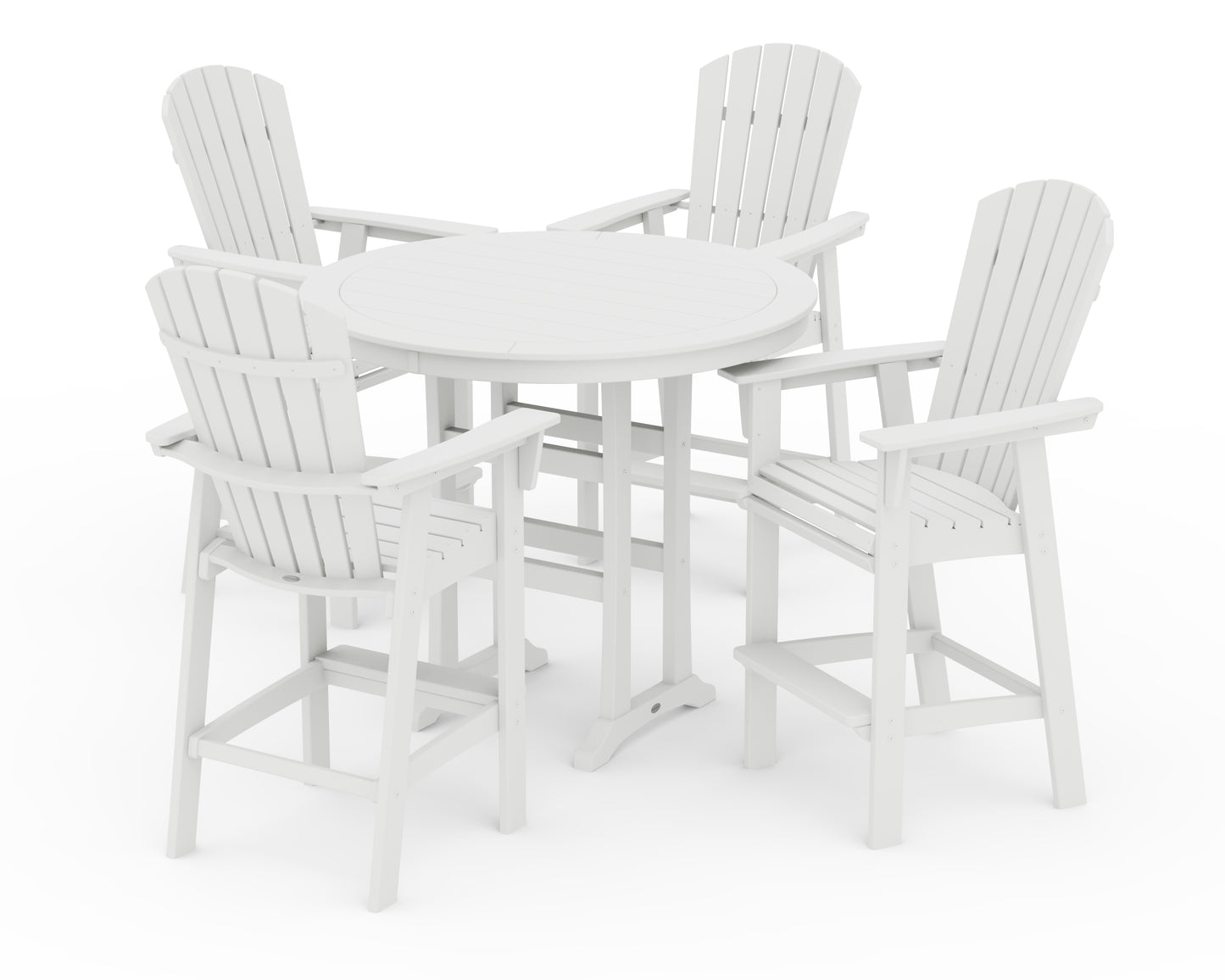 Nautical Curveback Adirondack 5-Piece Round Trestle Bar Set
