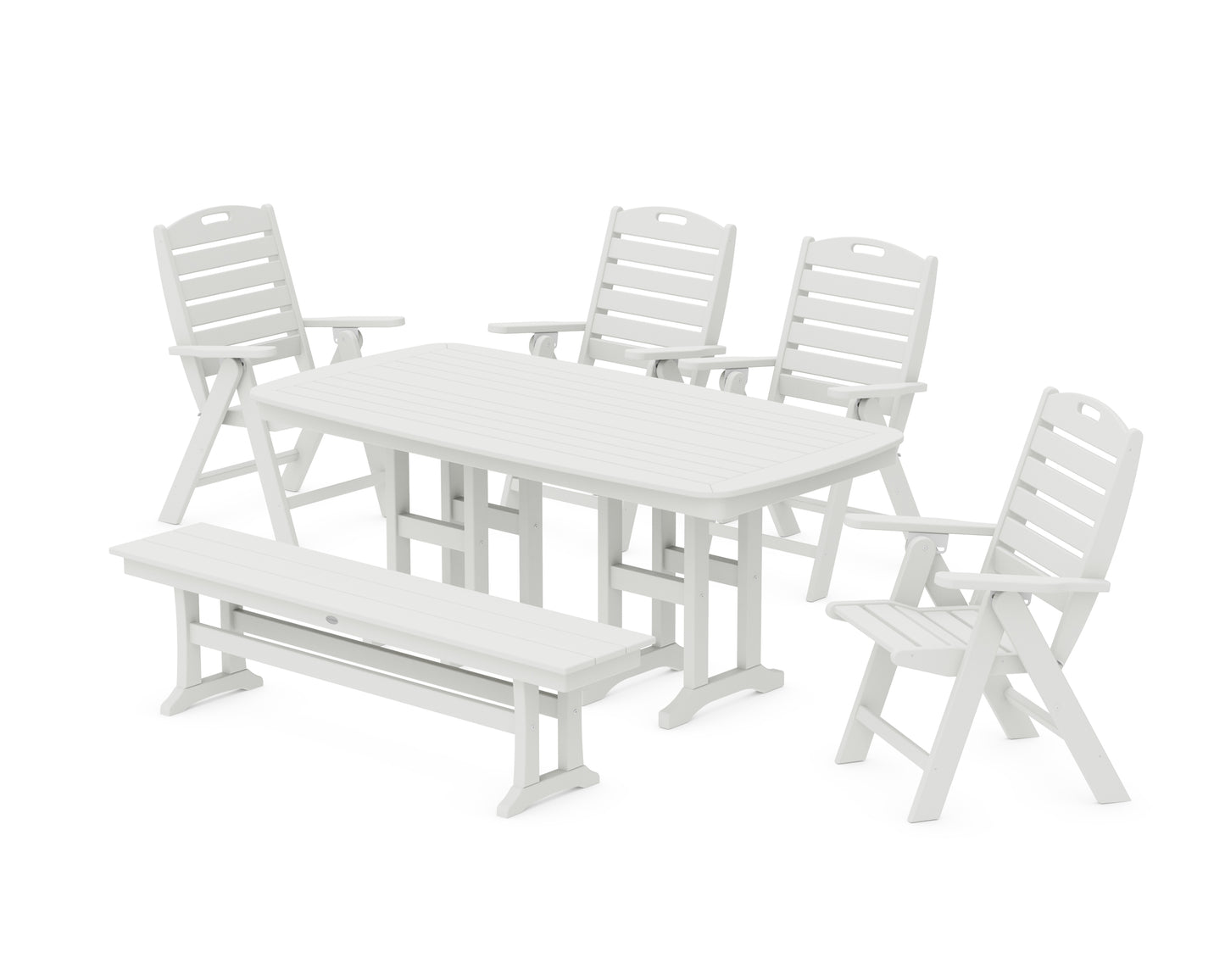 Nautical Highback 6-Piece Dining Set with Bench