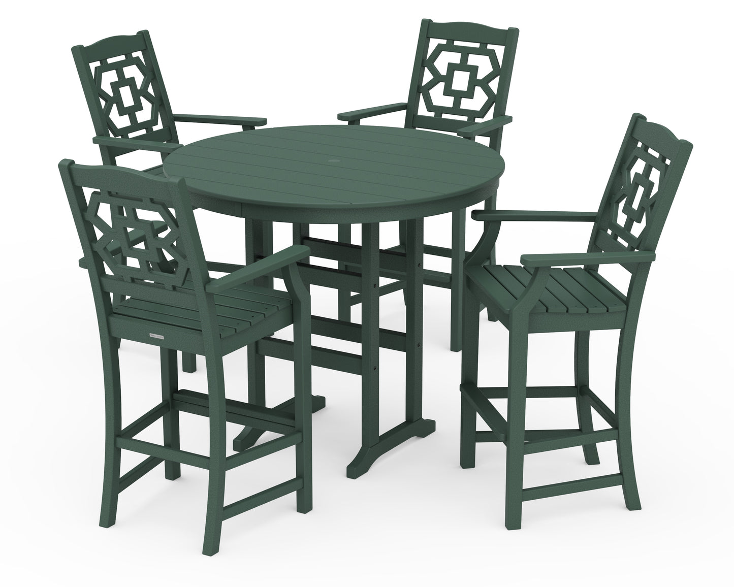 Chinoiserie 5-Piece Round Farmhouse Bar Set