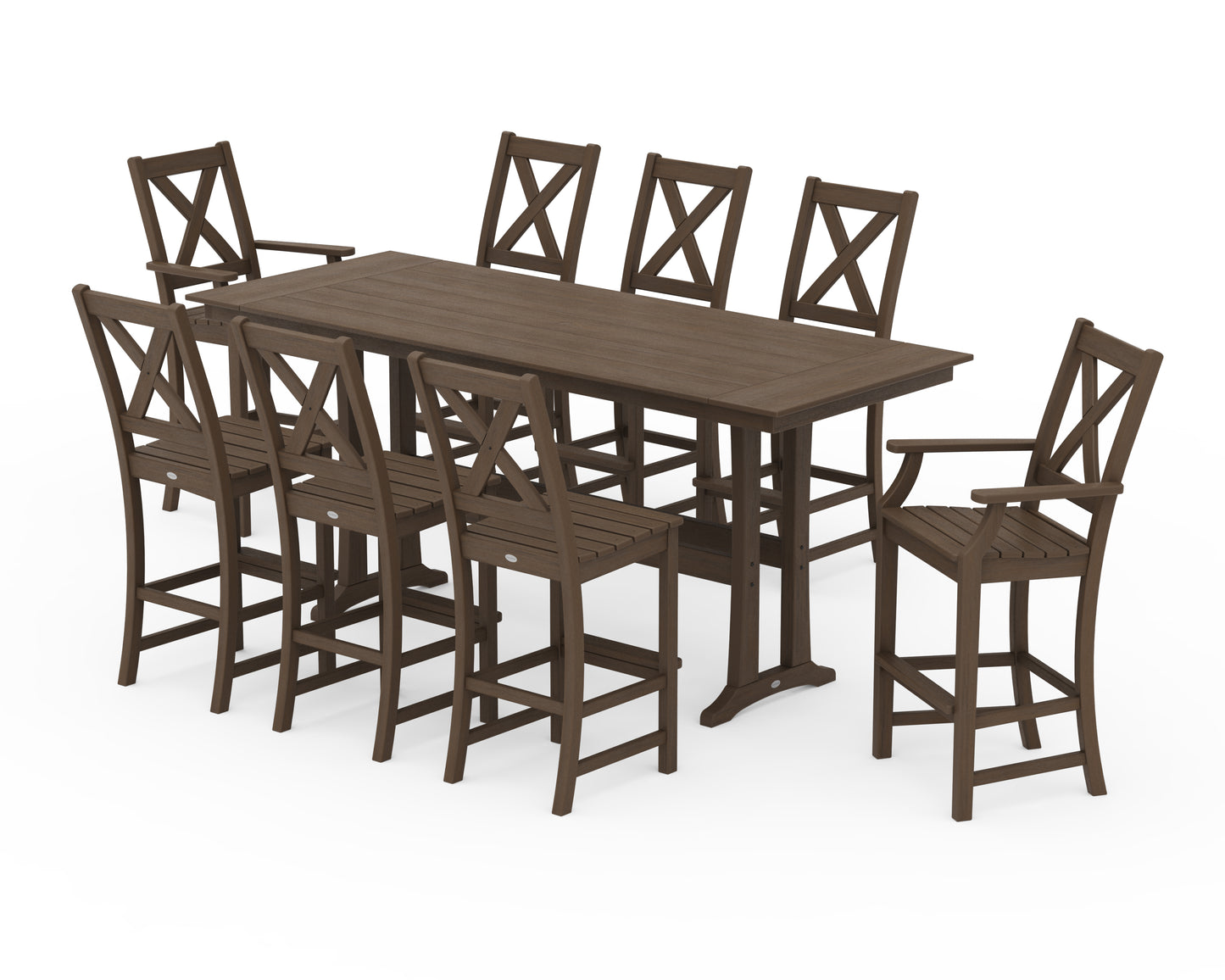 Braxton 9-Piece Farmhouse Bar Set with Trestle Legs