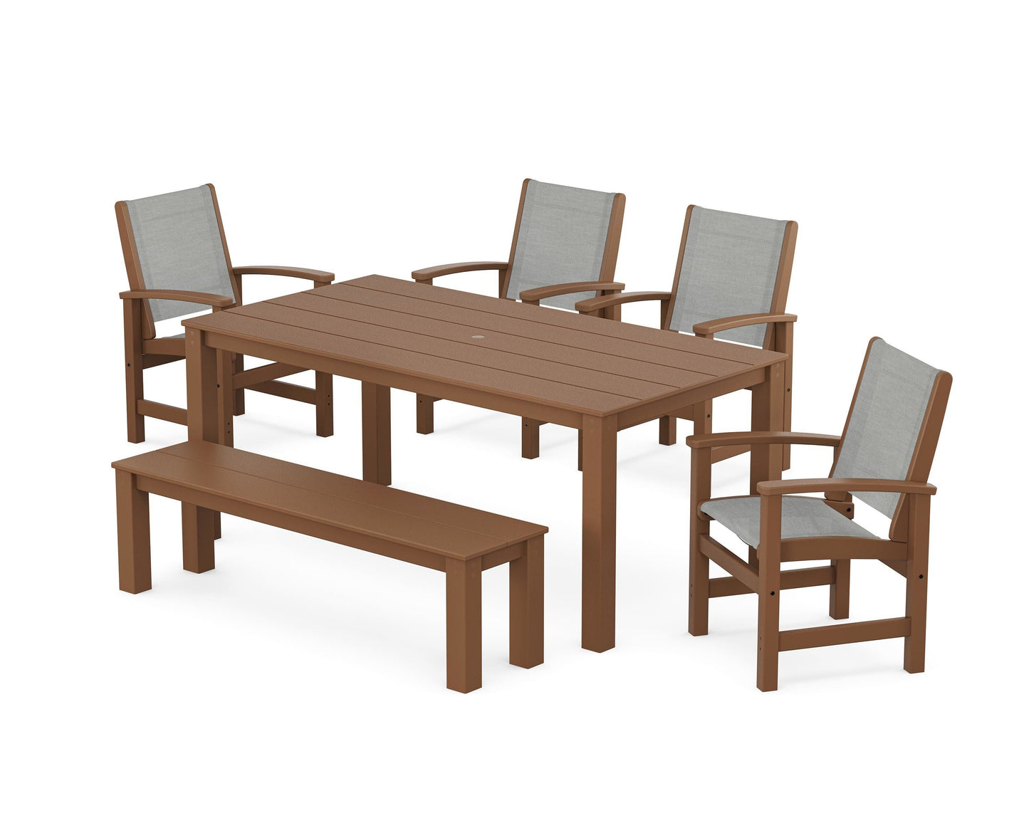 Coastal 6-Piece Parsons Dining Set with Bench