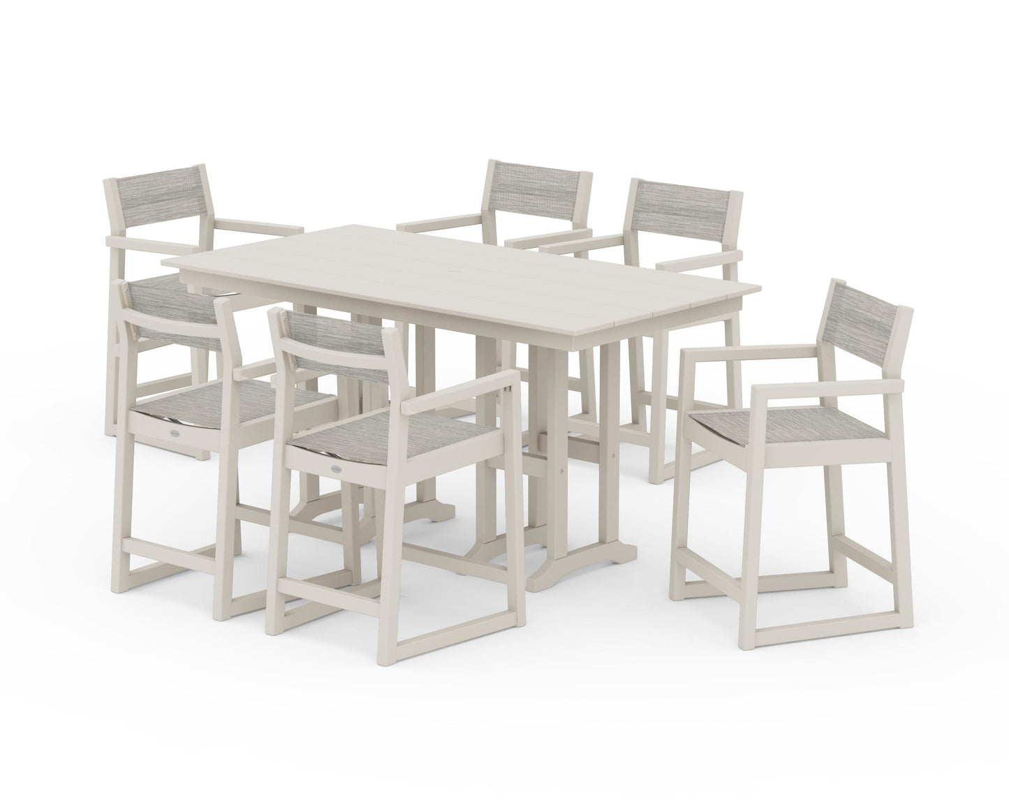 EDGE Sling Arm Chair 7-Piece Farmhouse Counter Set