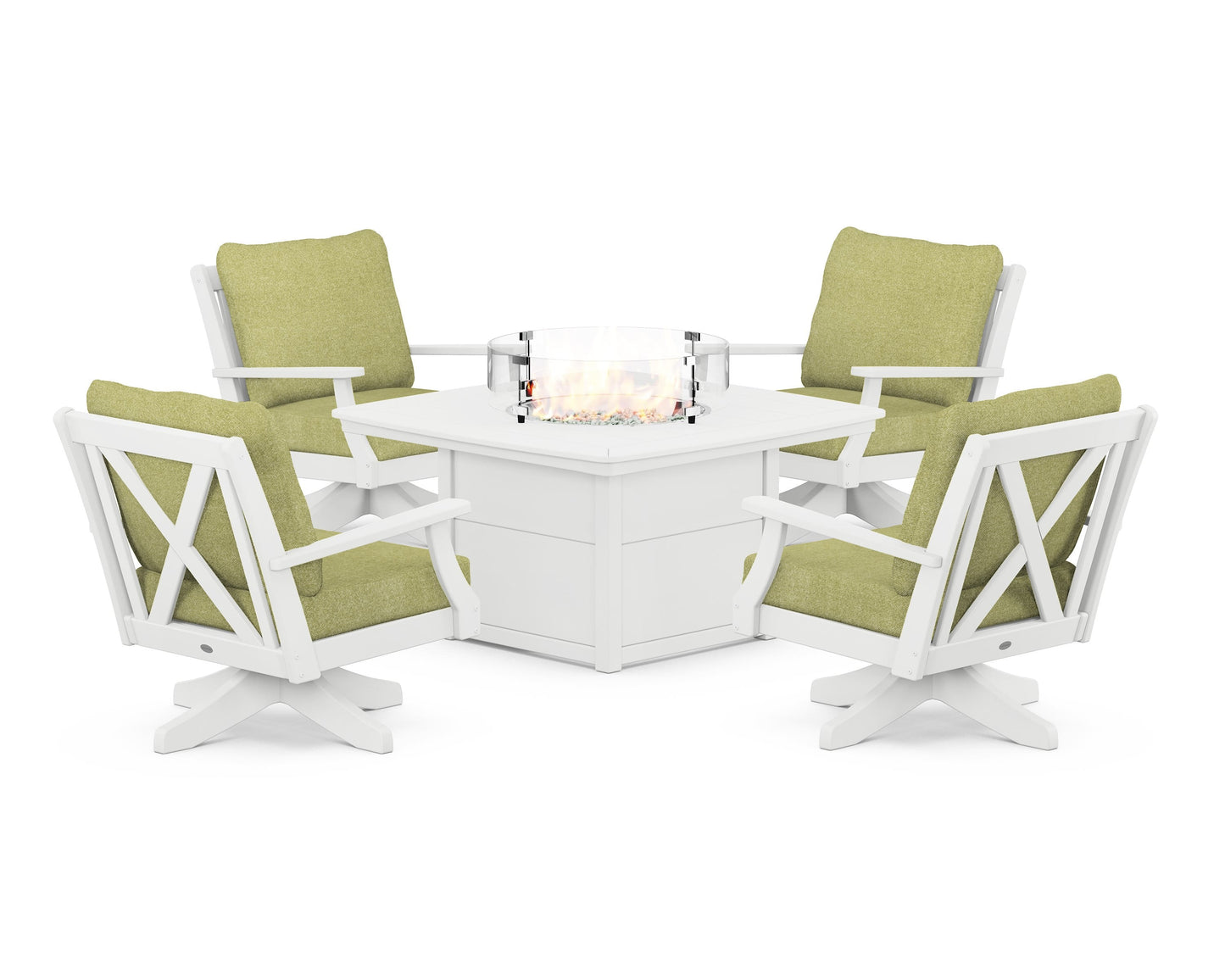 Braxton 5-Piece Deep Seating Swivel Conversation Set with Fire Pit Table