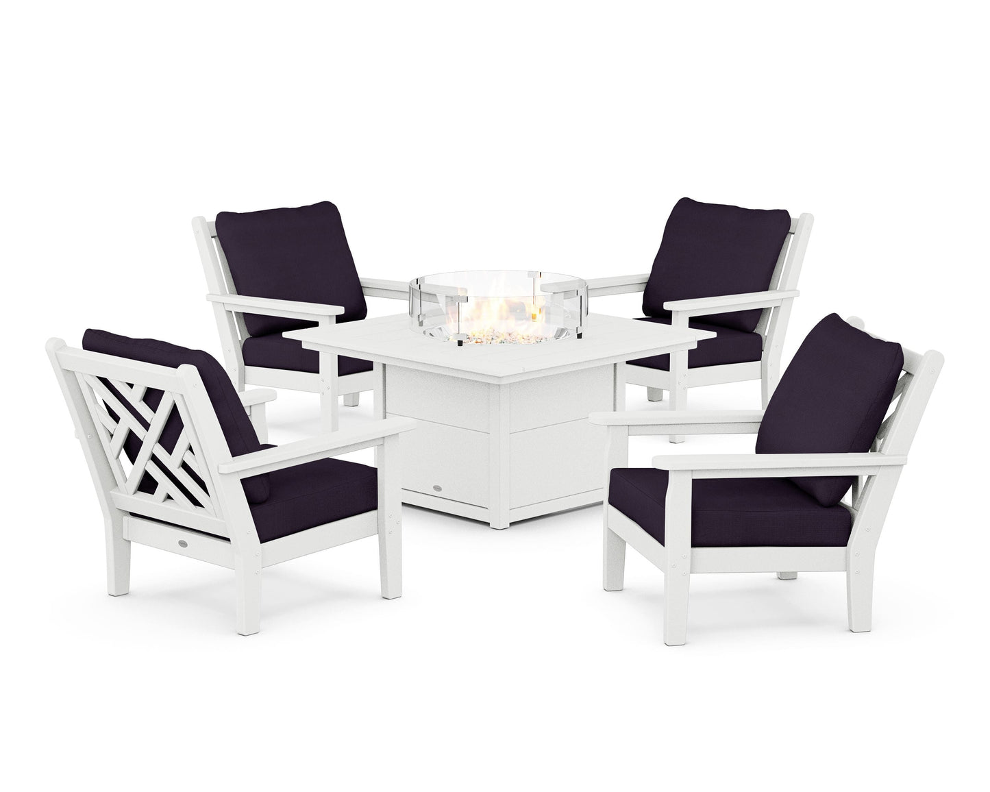 Chippendale 5-Piece Deep Seating Set with Fire Pit Table