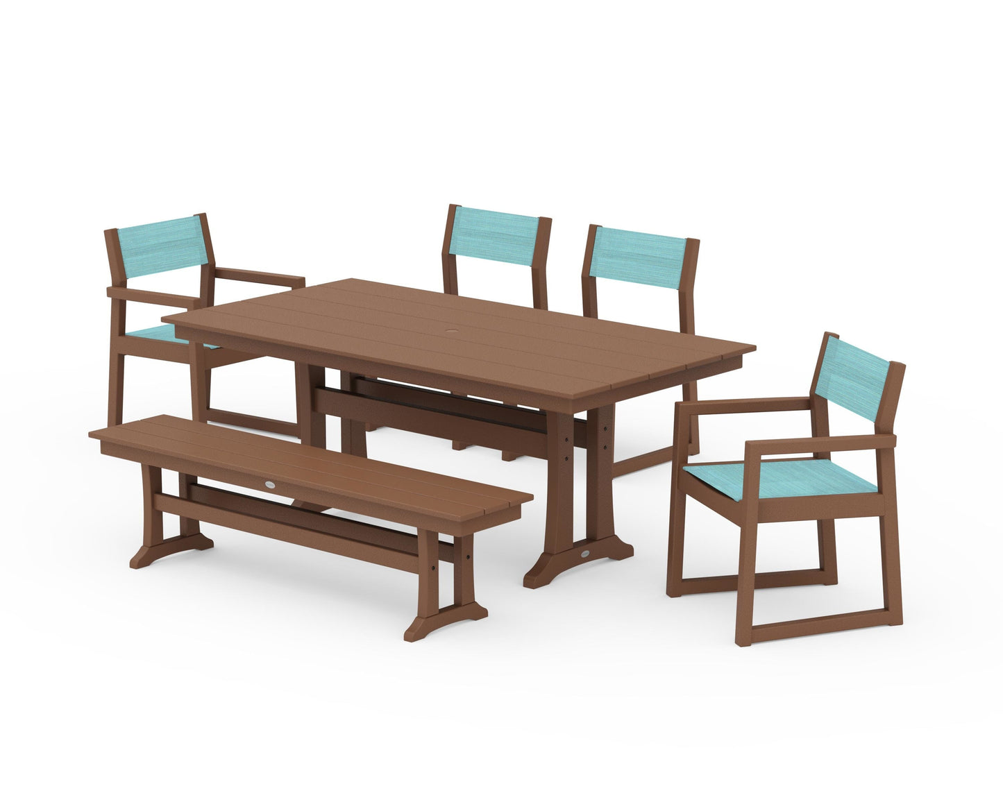 EDGE Sling 6-Piece Farmhouse Dining Set With Trestle Legs