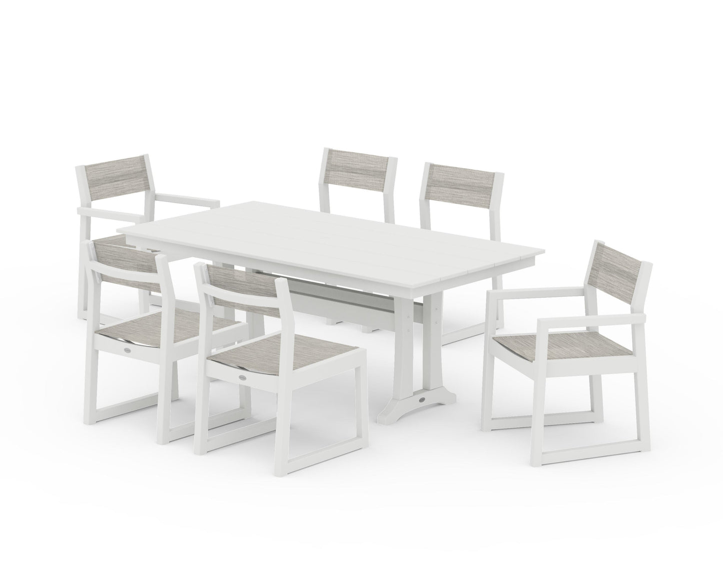 EDGE Sling 7-Piece Farmhouse Trestle Dining Set