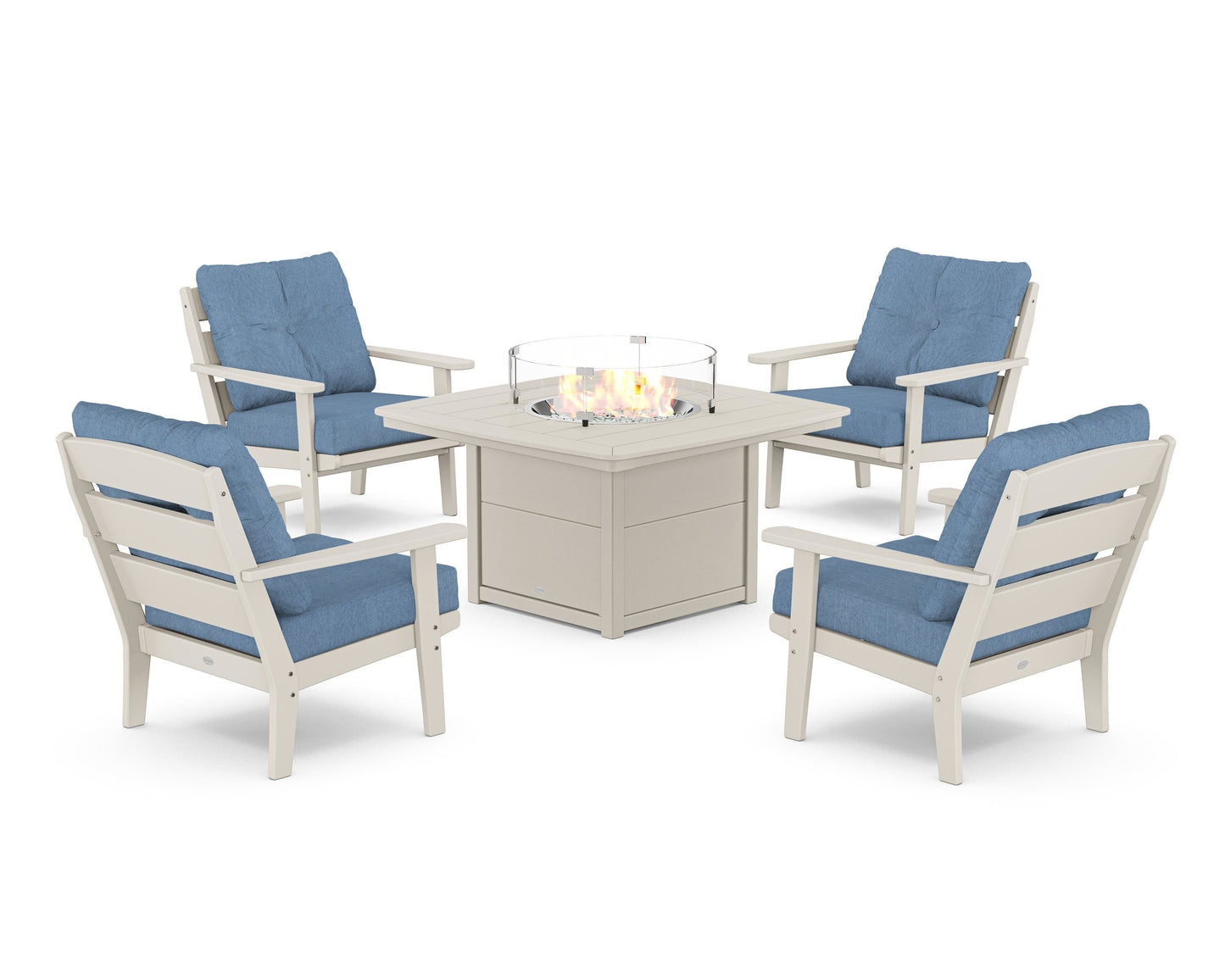 Lakeside 5-Piece Deep Seating Set with Nautical Fire Pit Table