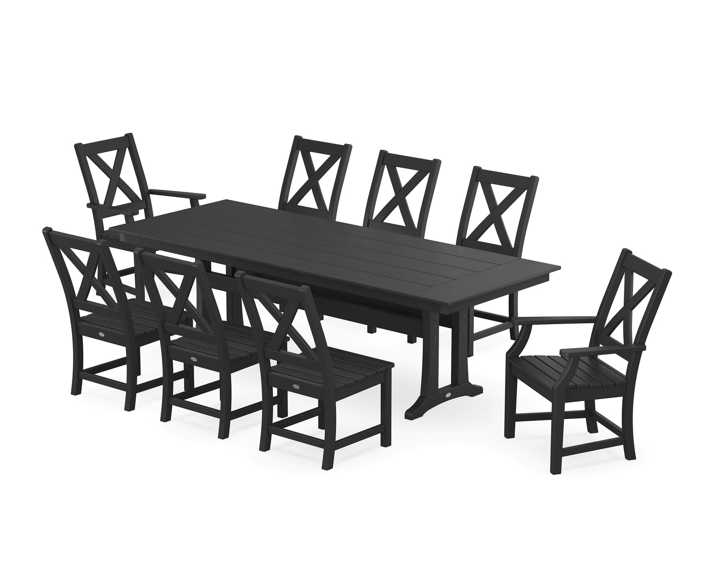 Braxton 9-Piece Farmhouse Dining Set with Trestle Legs