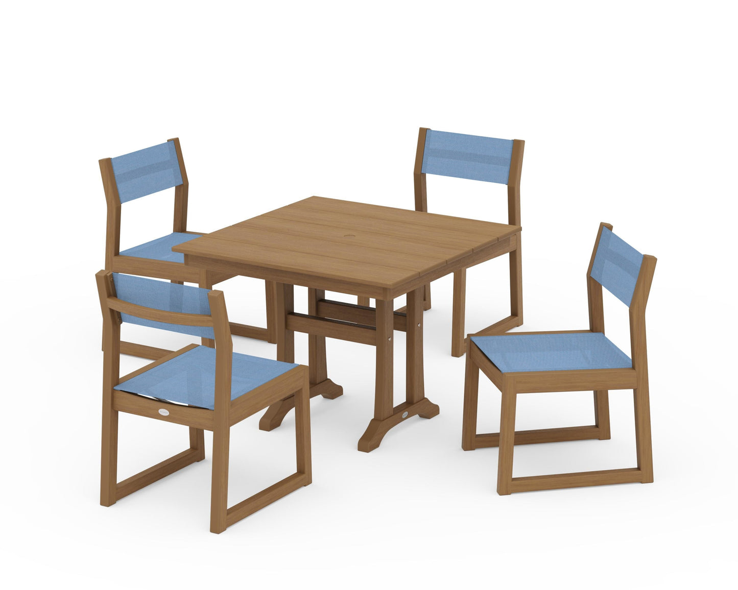 EDGE Sling 5-Piece Farmhouse Trestle Side Chair Dining Set