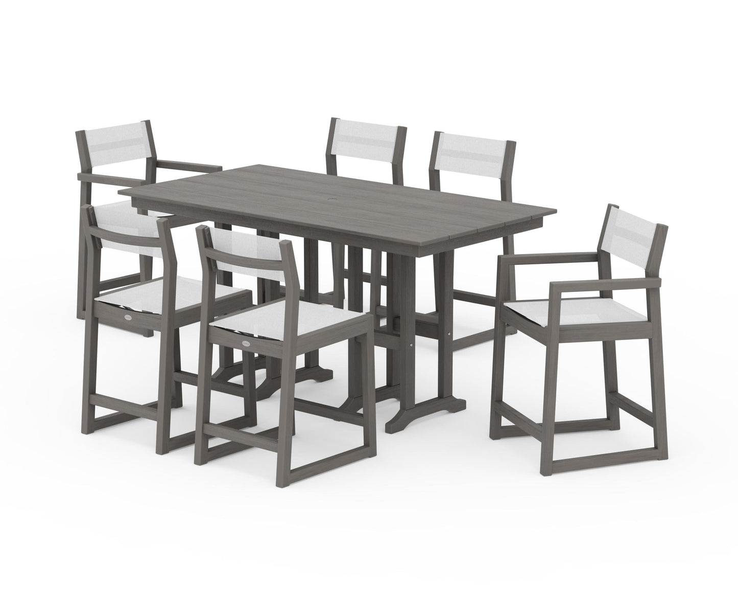 EDGE Sling 7-Piece Farmhouse Counter Set with Trestle Legs