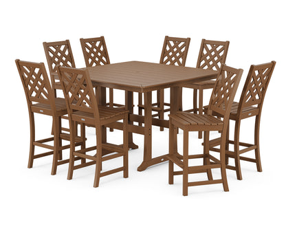 Wovendale Side Chair 9-Piece Square Bar Set with Trestle Legs