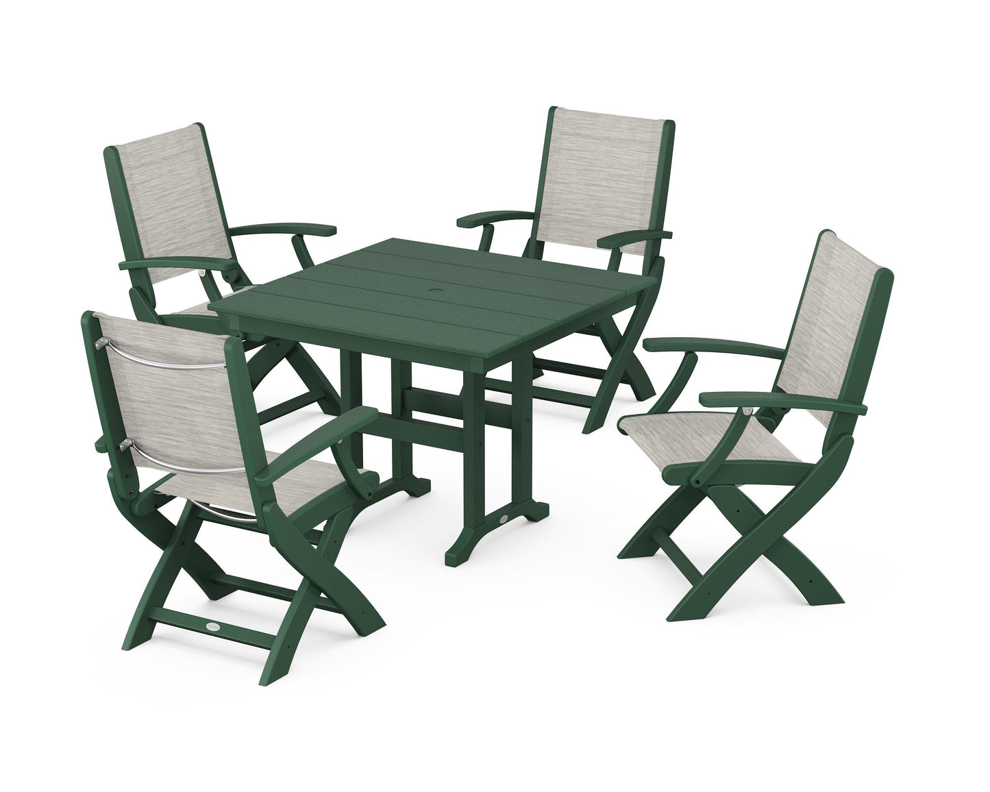 Coastal Folding Chair 5-Piece Farmhouse Dining Set