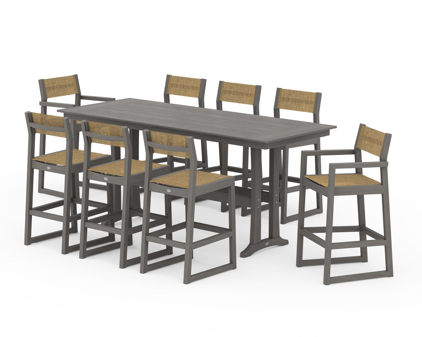 EDGE Sling 9-Piece Farmhouse Bar Set with Trestle Legs