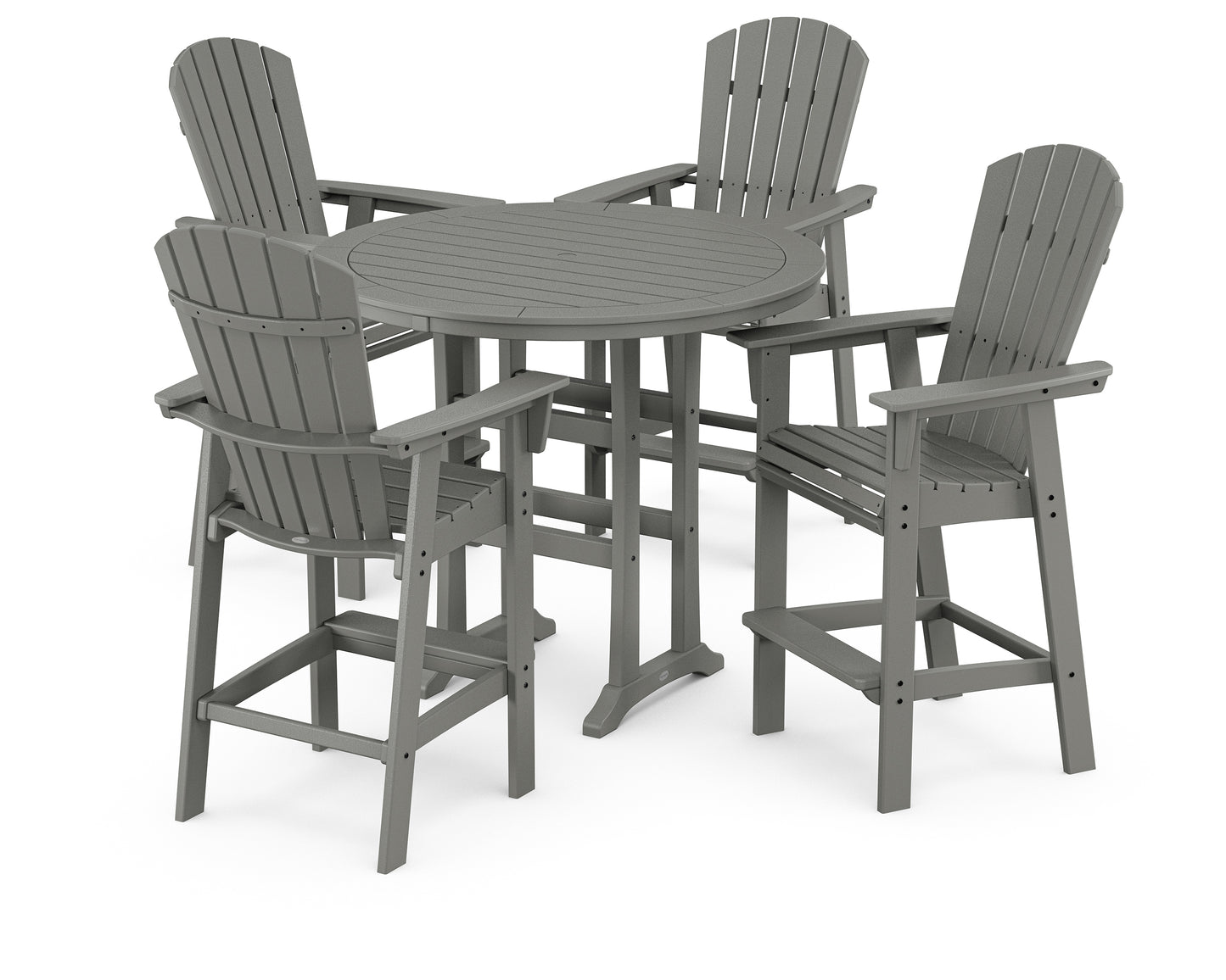 Nautical Curveback Adirondack 5-Piece Round Trestle Bar Set