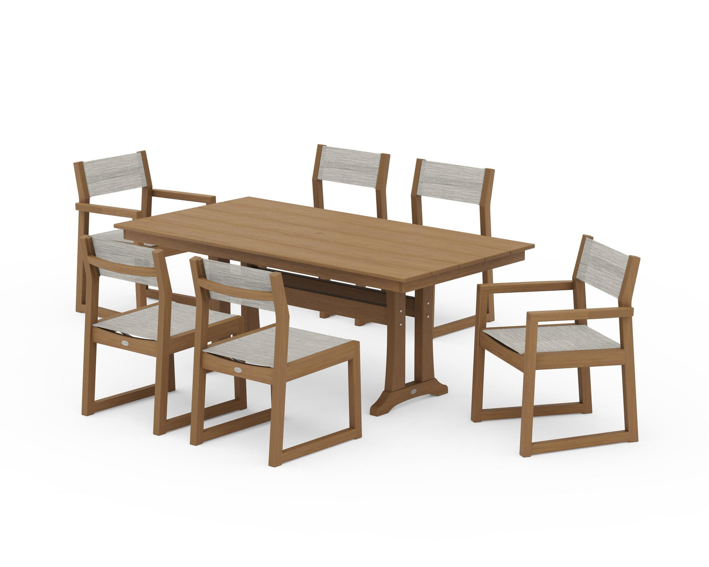 EDGE Sling 7-Piece Farmhouse Trestle Dining Set