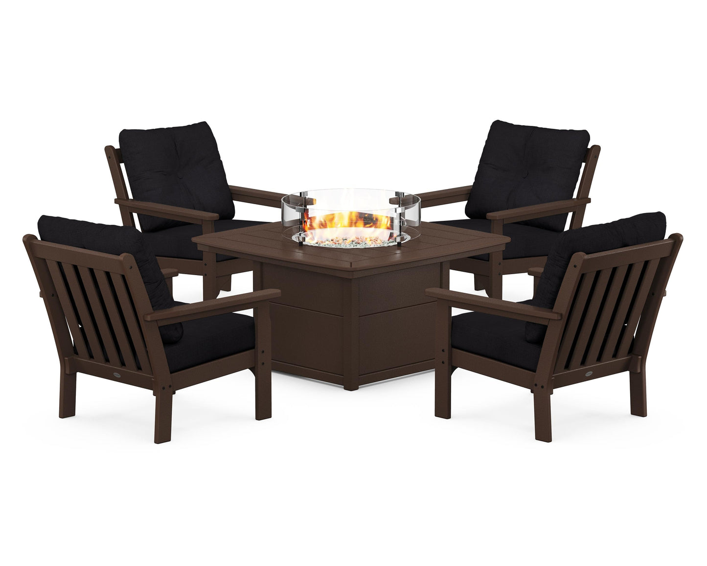 Vineyard 5-Piece Conversation Set with Fire Pit Table