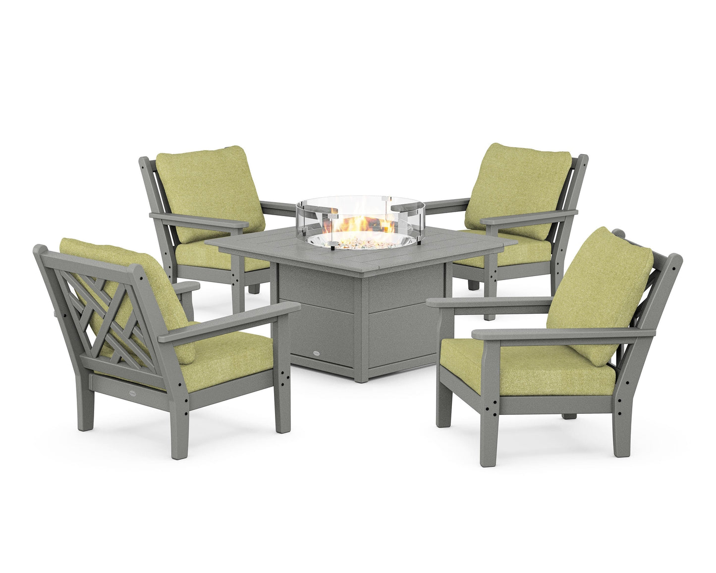 Chippendale 5-Piece Deep Seating Set with Fire Pit Table