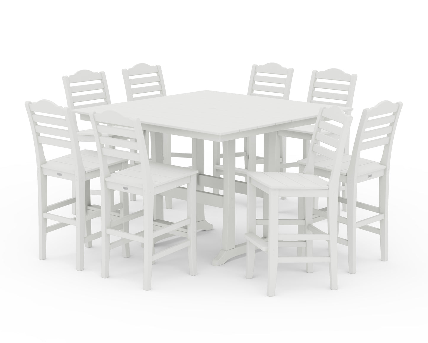 Savannah Side Chair 9-Piece Square Farmhouse Bar Set with Trestle Legs