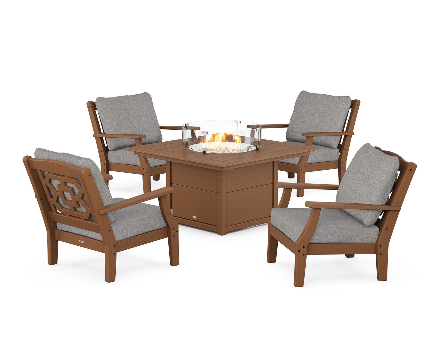 Chinoiserie 5-Piece Deep Seating Set with Fire Pit Table