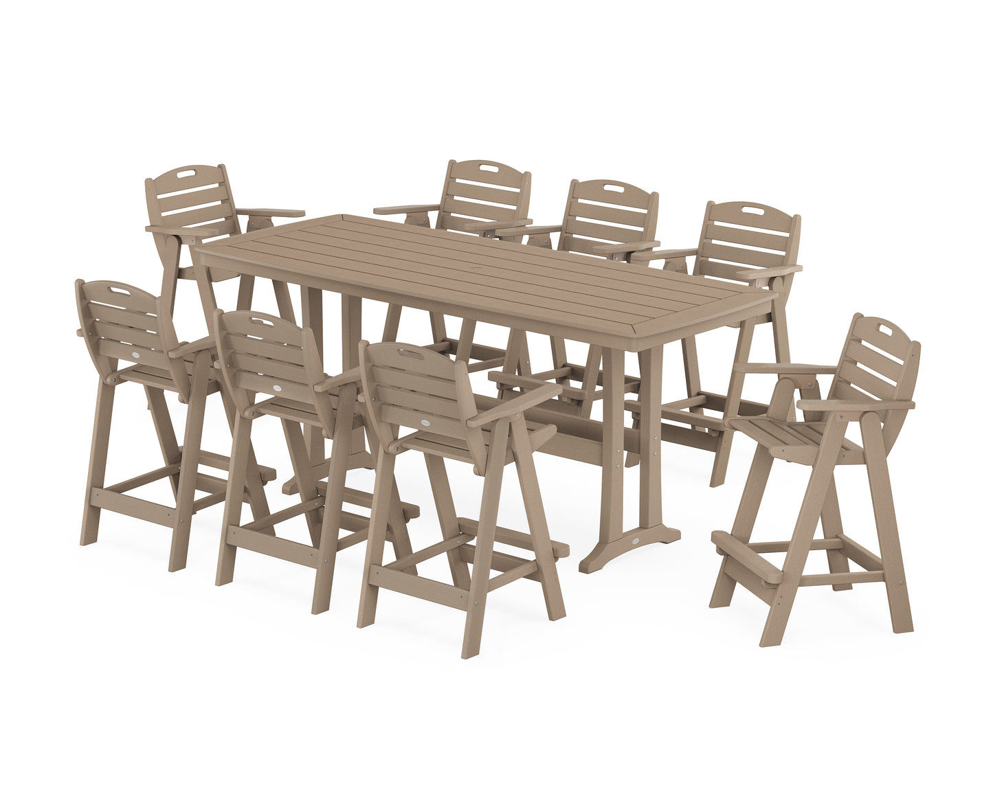 Nautical 9-Piece Bar Set with Trestle Legs