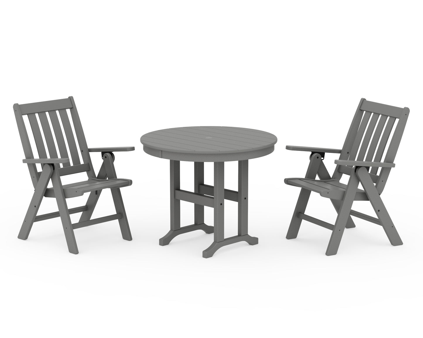 Vineyard Folding Chair 3-Piece Round Dining Set