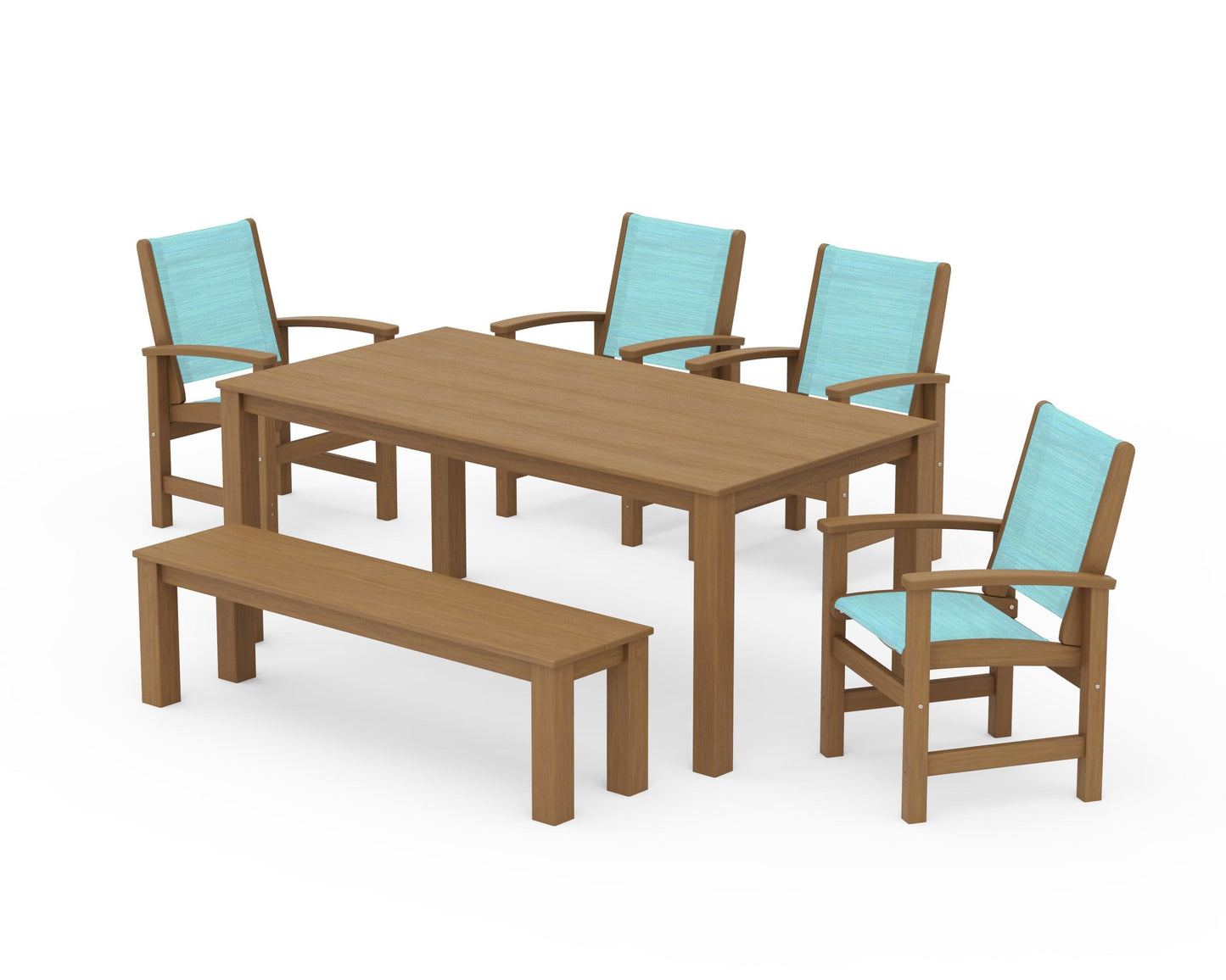 Coastal 6-Piece Parsons Dining Set with Bench