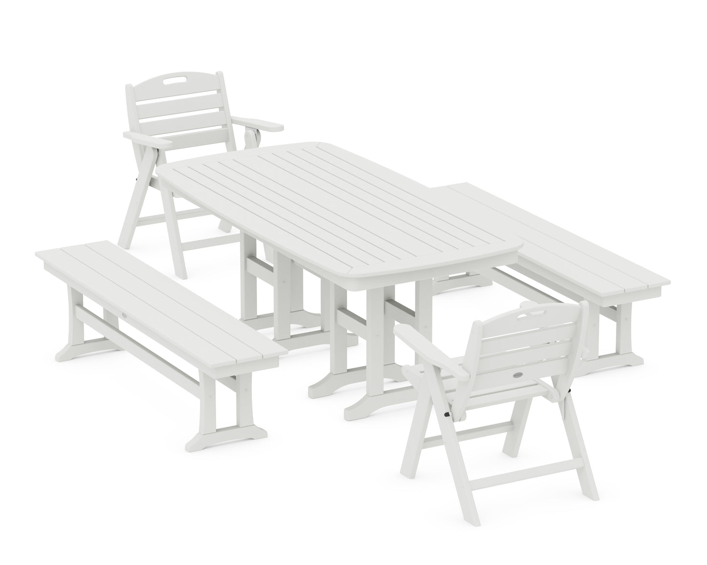 Nautical Lowback 5-Piece Dining Set with Benches