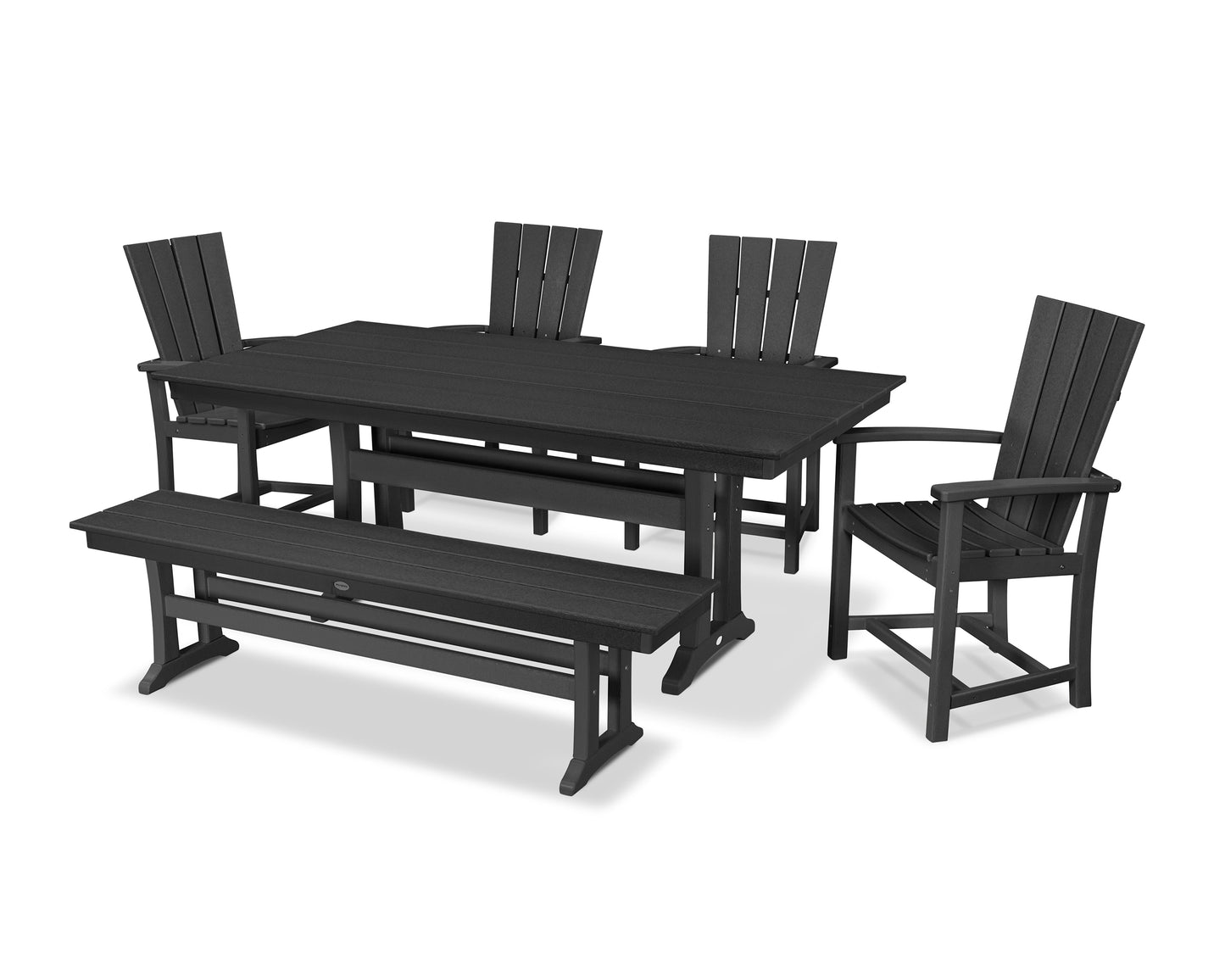 Quattro 6-Piece Farmhouse Dining Set with Trestle Legs and Bench