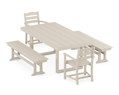 La Casa Cafe 5-Piece Dining Set with Benches