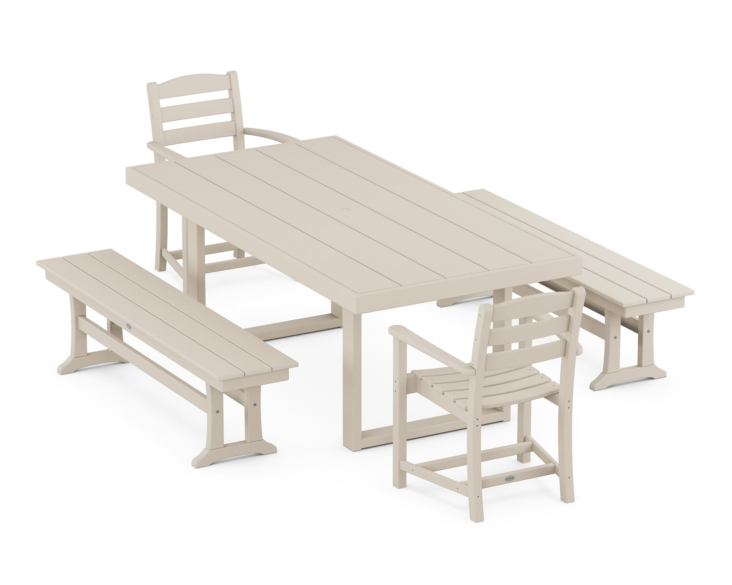 La Casa Café 5-Piece Dining Set with Benches