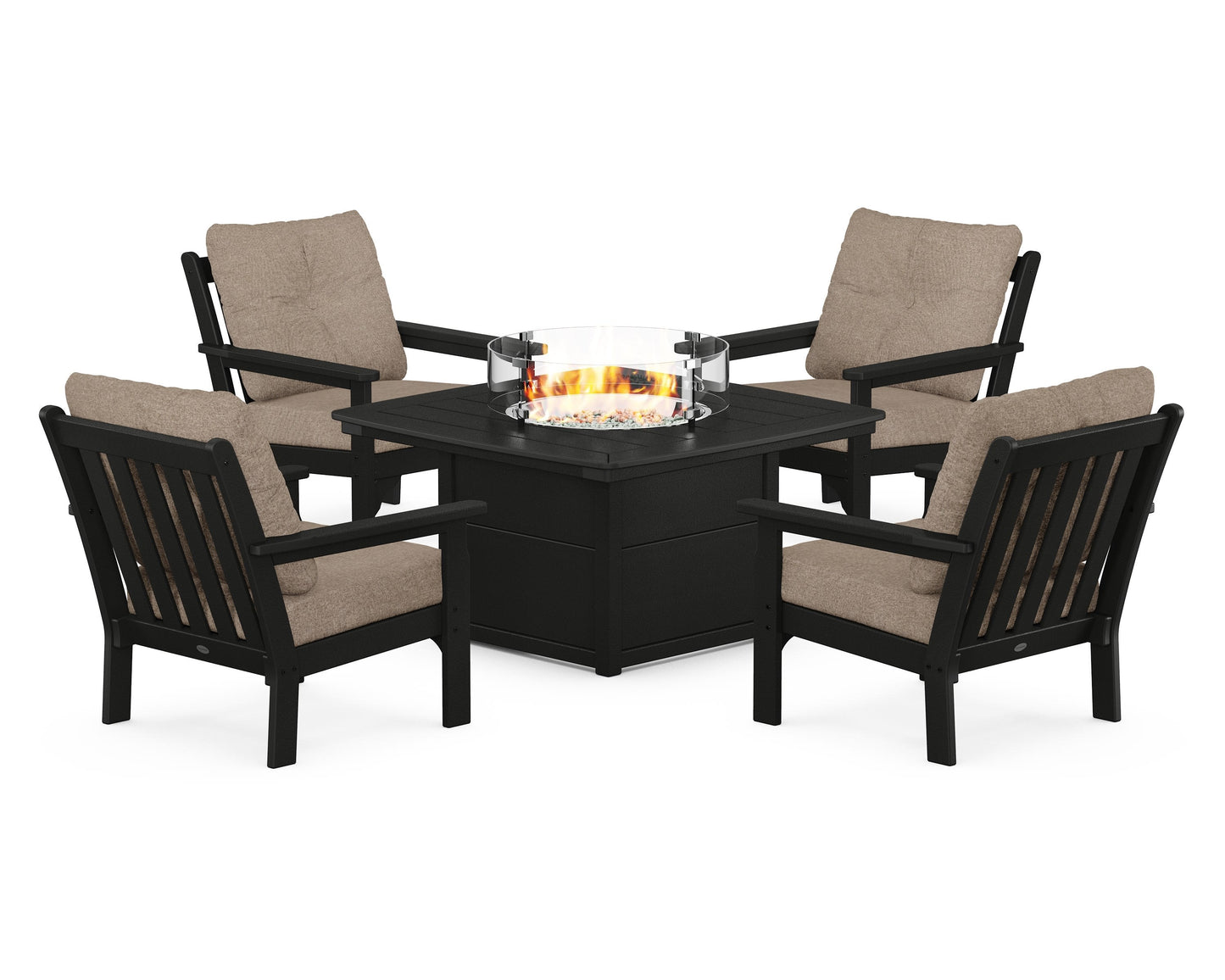 Vineyard 5-Piece Conversation Set with Fire Pit Table