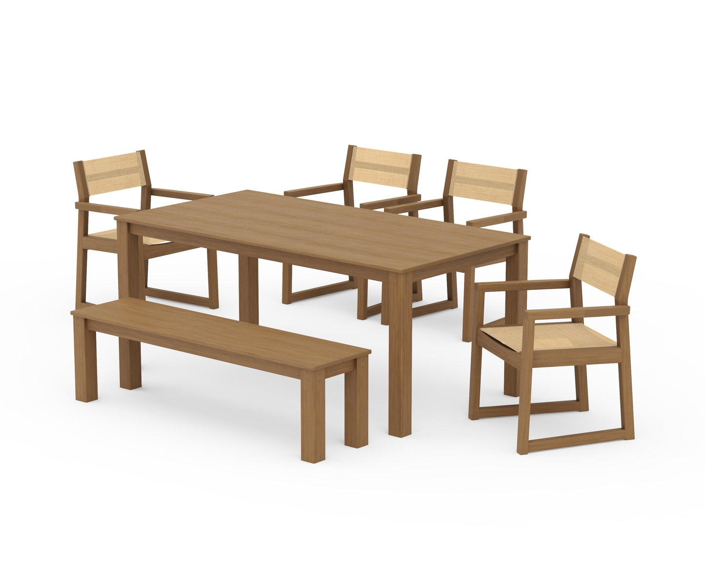 EDGE Sling Arm Chair 6-Piece Parsons Dining Set with Bench