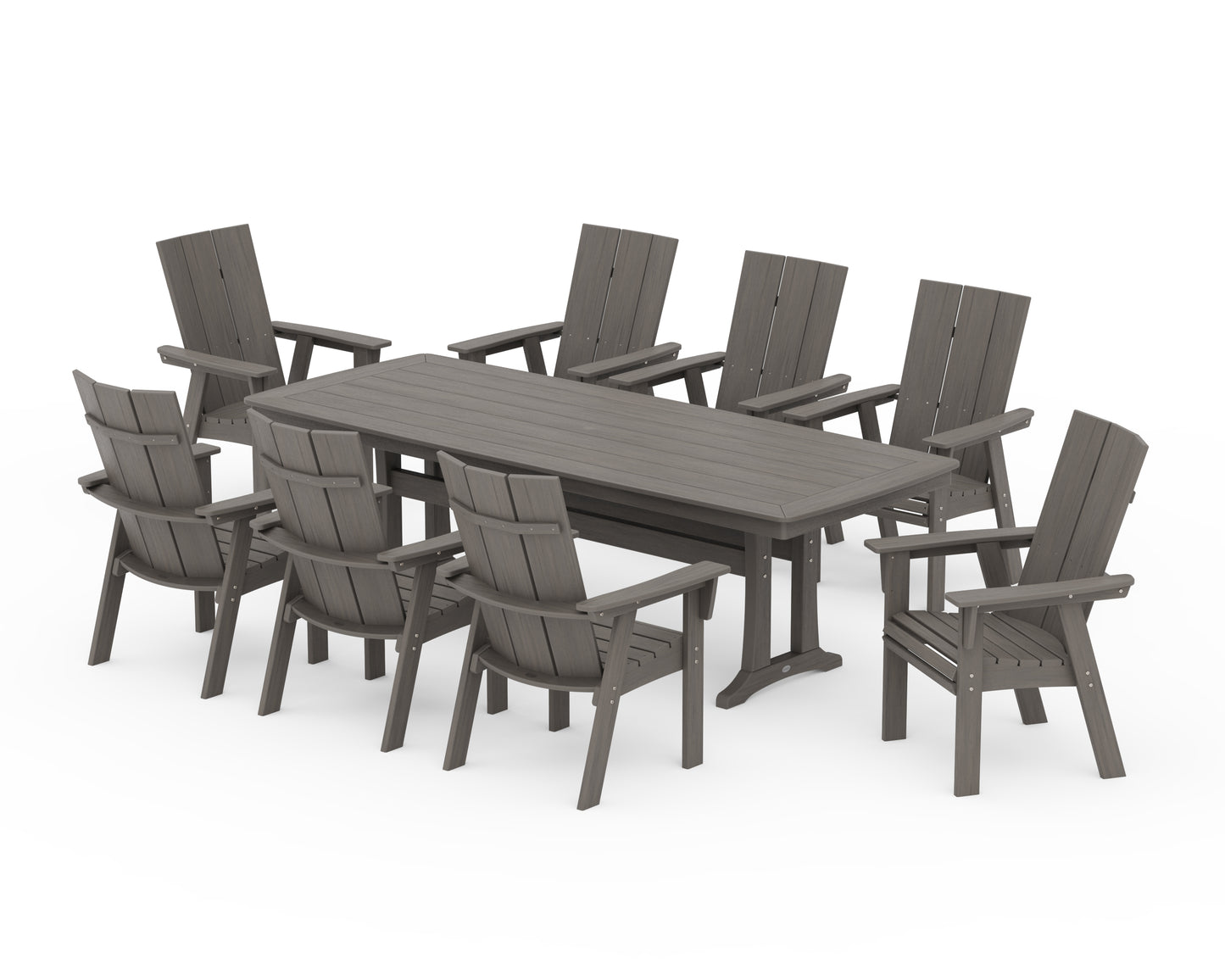 Modern Curveback Adirondack 9-Piece Dining Set with Trestle Legs