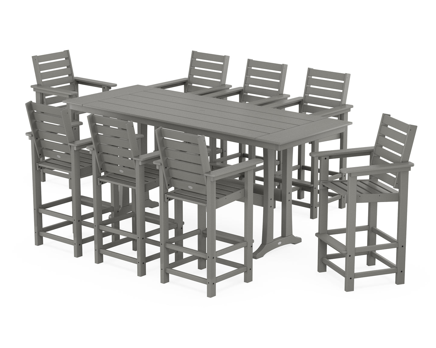 Captain 9-Piece Farmhouse Bar Set with Trestle Legs