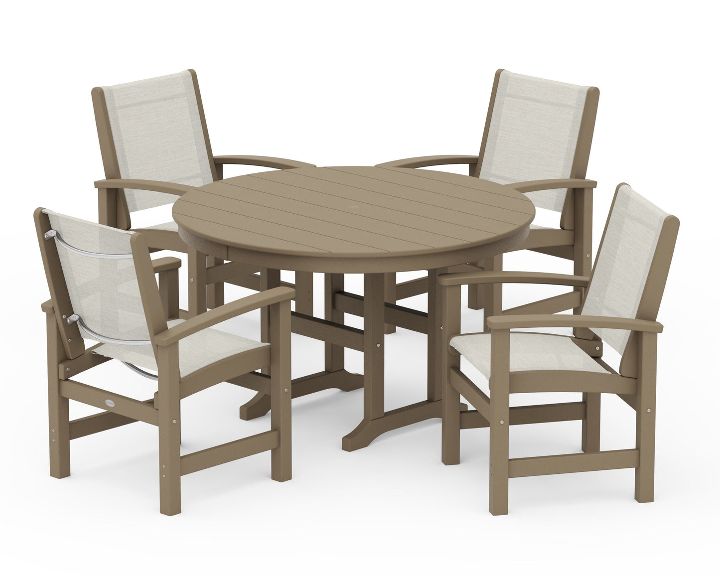 Coastal 5-Piece Round Farmhouse Dining Set
