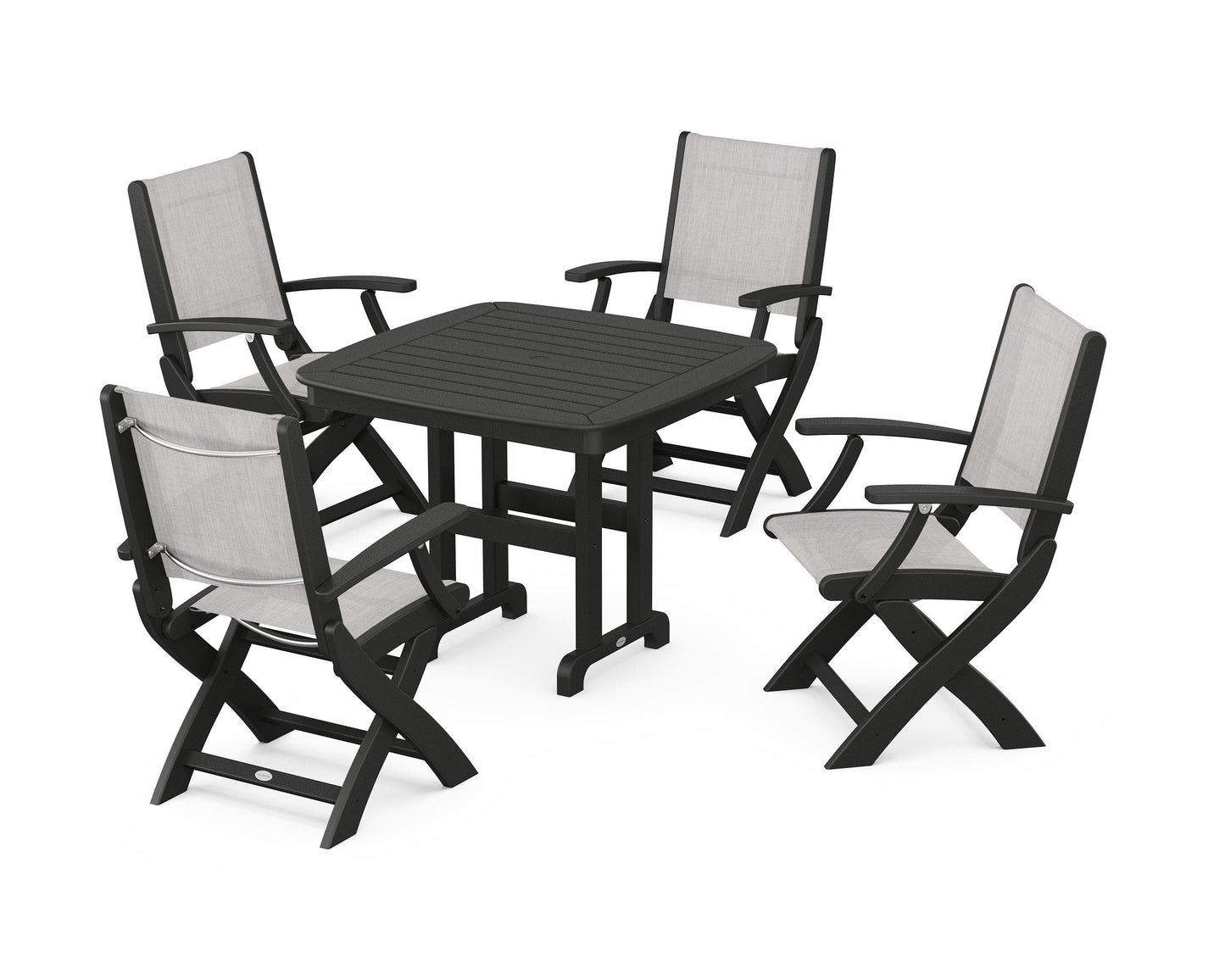 Coastal Folding Chair 5-Piece Dining Set