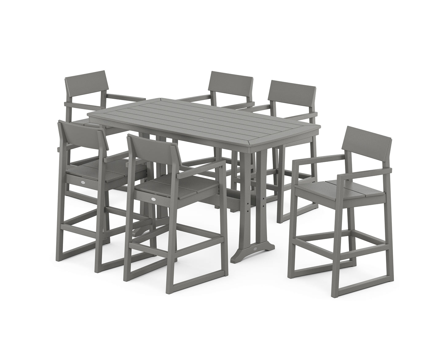 EDGE Arm Chair 7-Piece Bar Set with Trestle Legs