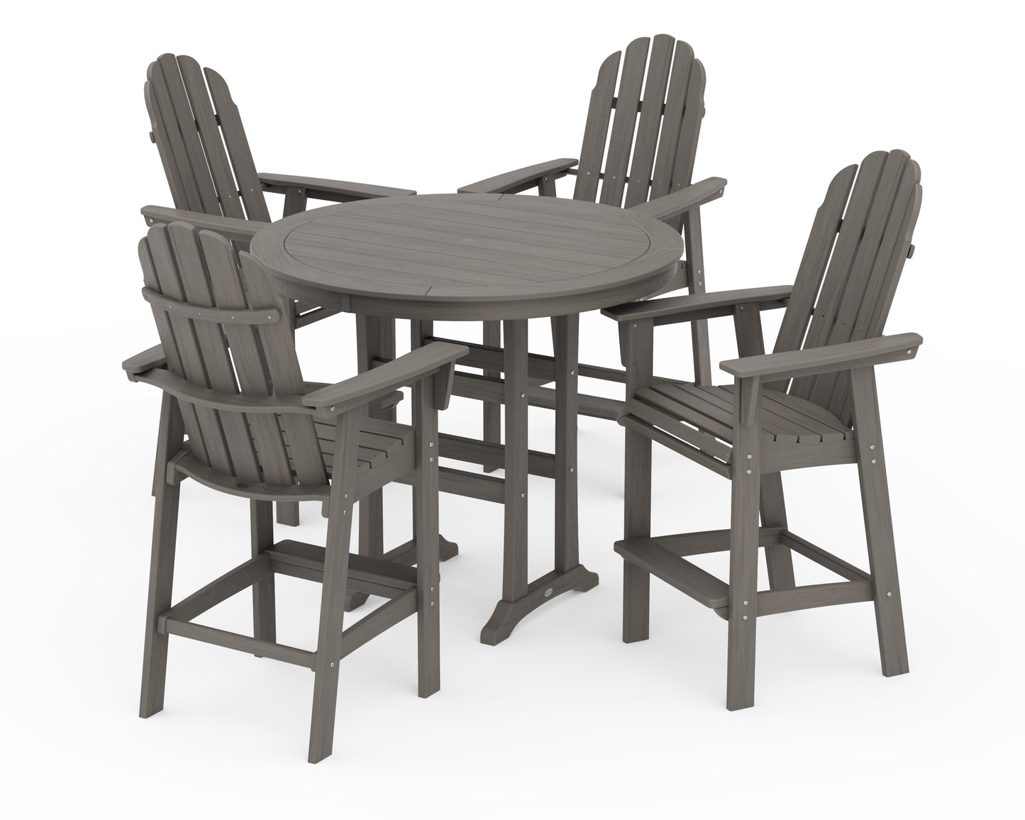 Vineyard Curveback Adirondack 5-Piece Nautical Trestle Bar Set