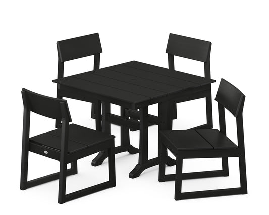 EDGE 5-Piece Farmhouse Trestle Side Chair Dining Set