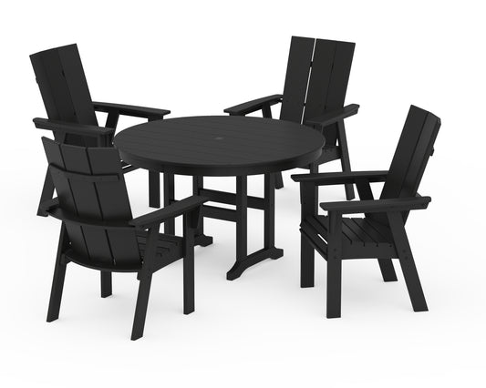 Modern Curveback Adirondack 5-Piece Round Farmhouse Dining Set