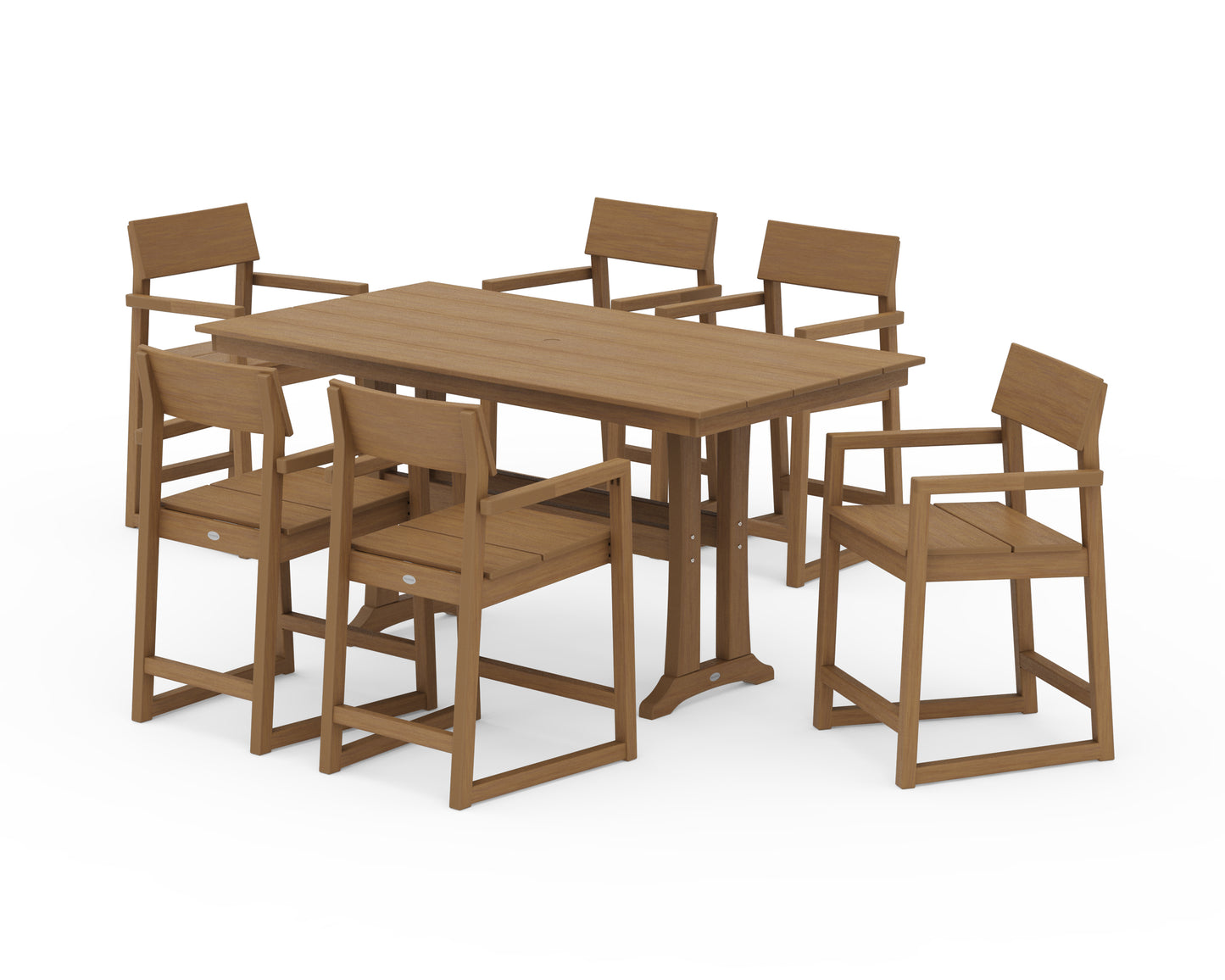 EDGE Arm Chair 7-Piece Farmhouse Counter Set with Trestle Legs