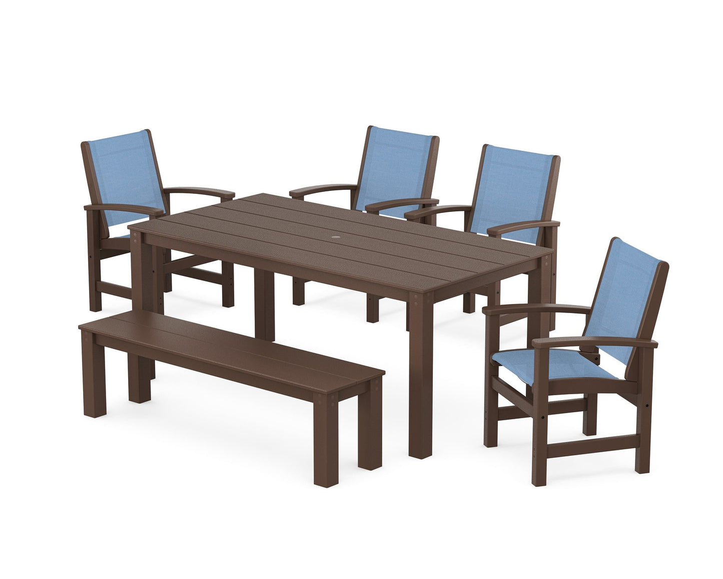Coastal 6-Piece Parsons Dining Set with Bench