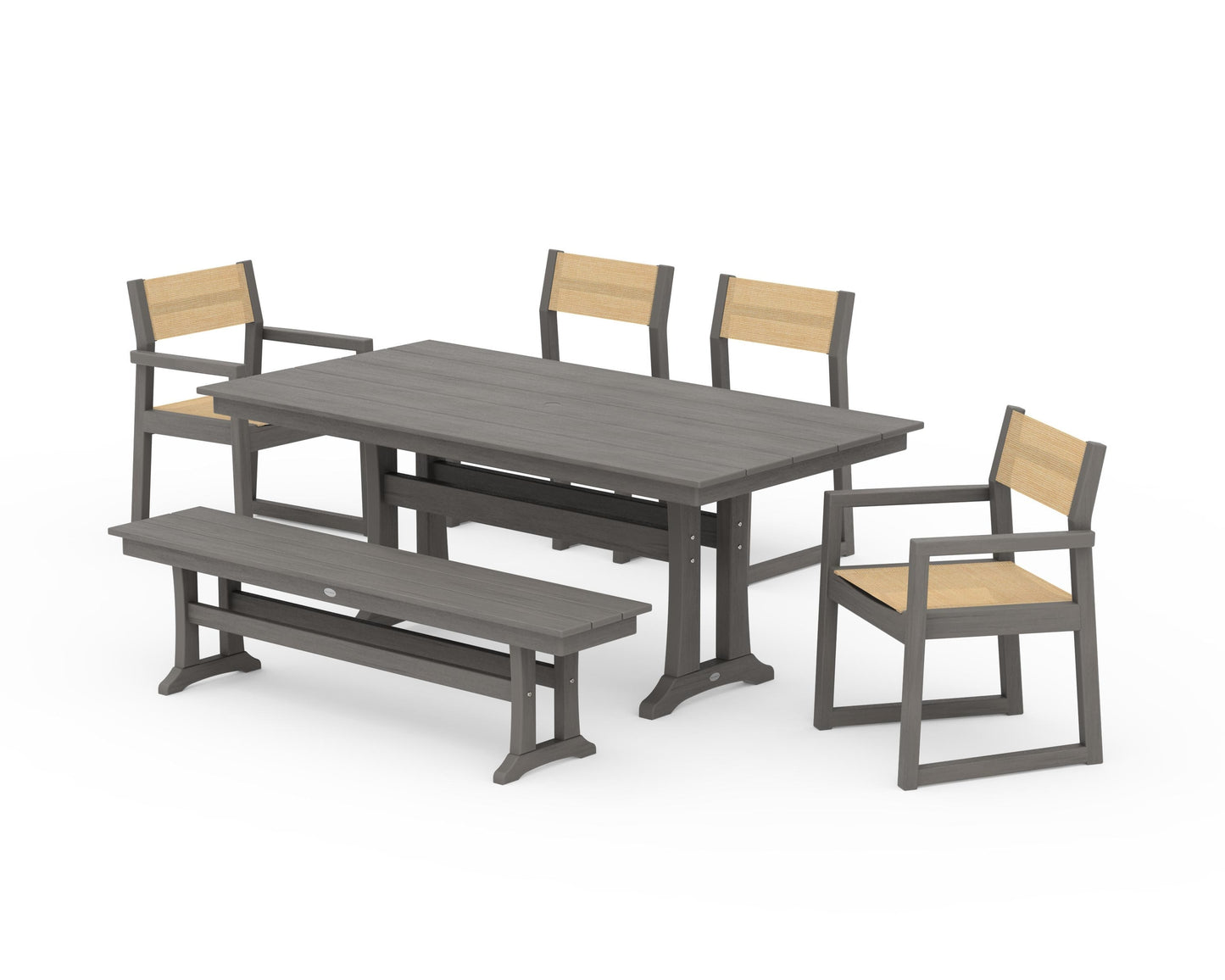 EDGE Sling 6-Piece Farmhouse Dining Set With Trestle Legs