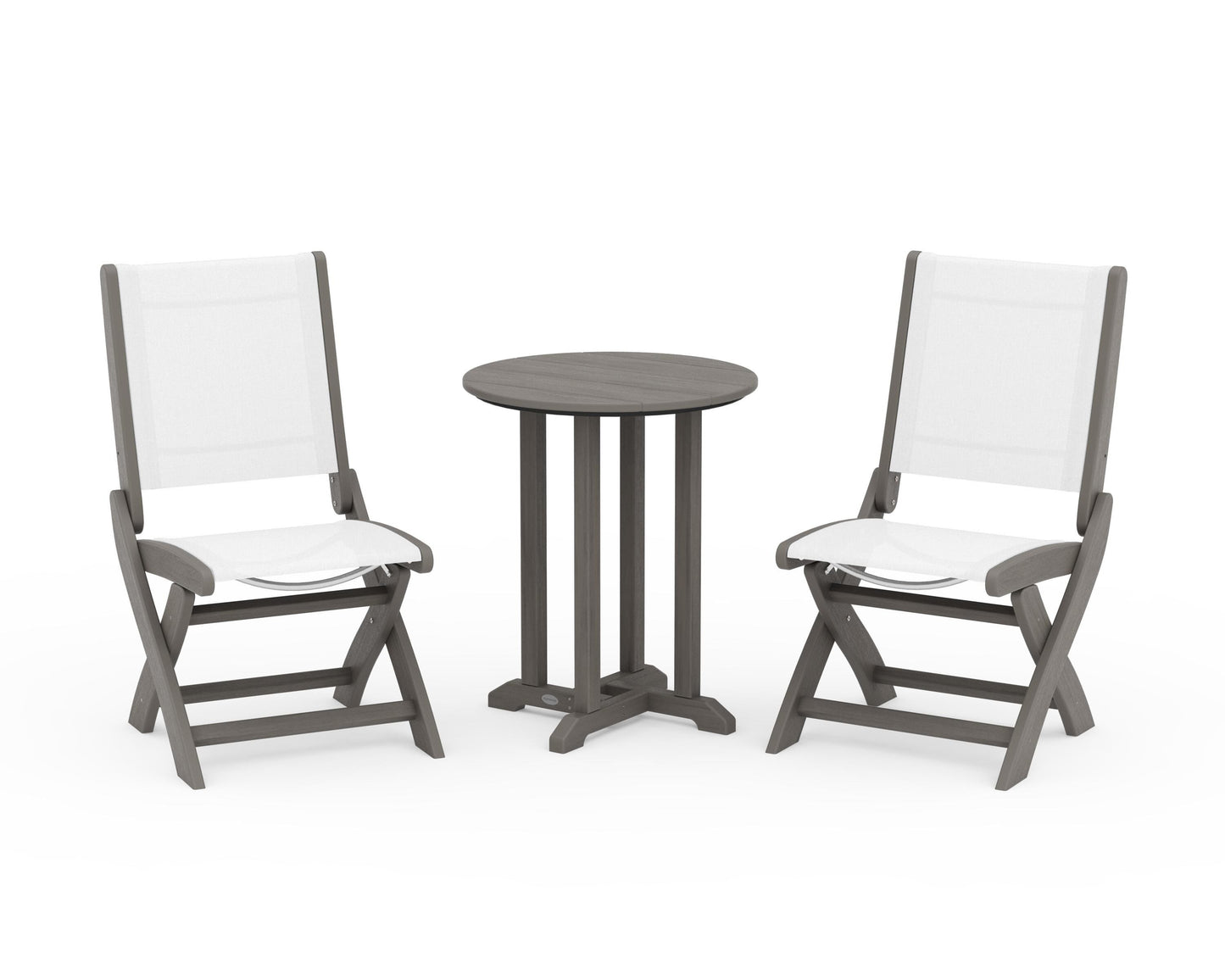 Coastal Folding Side Chair 3-Piece Round Bistro Dining Set