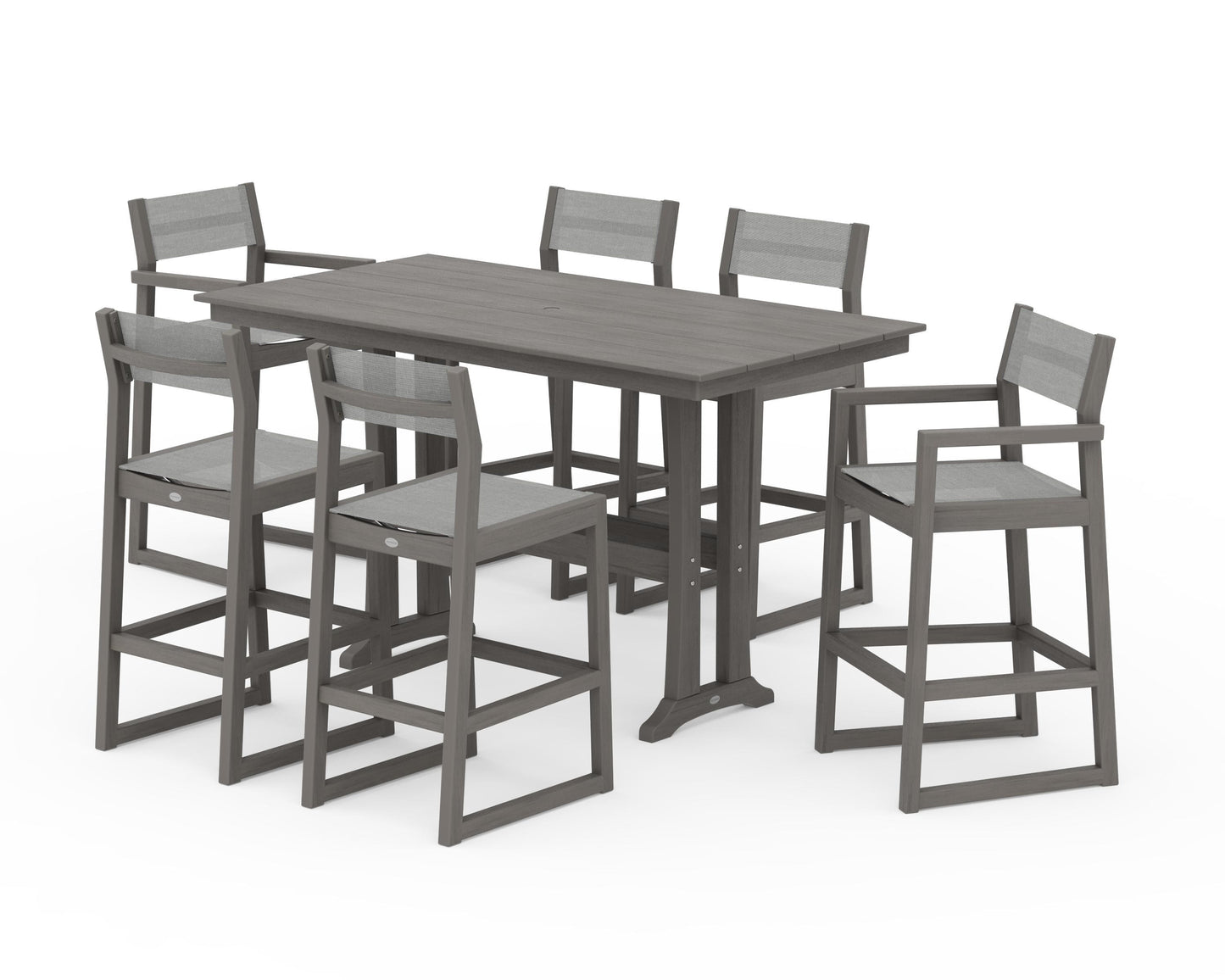 EDGE Sling 7-Piece Farmhouse Bar Set with Trestle Legs