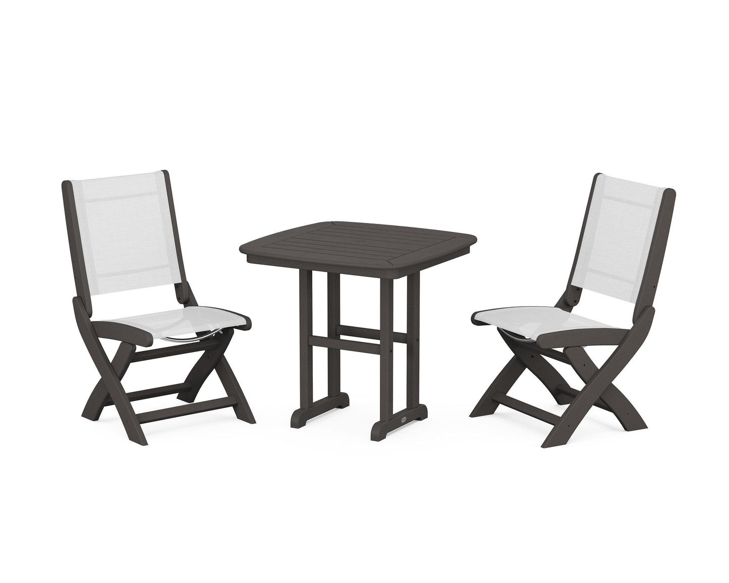 Coastal Folding Side Chair 3-Piece Dining Set