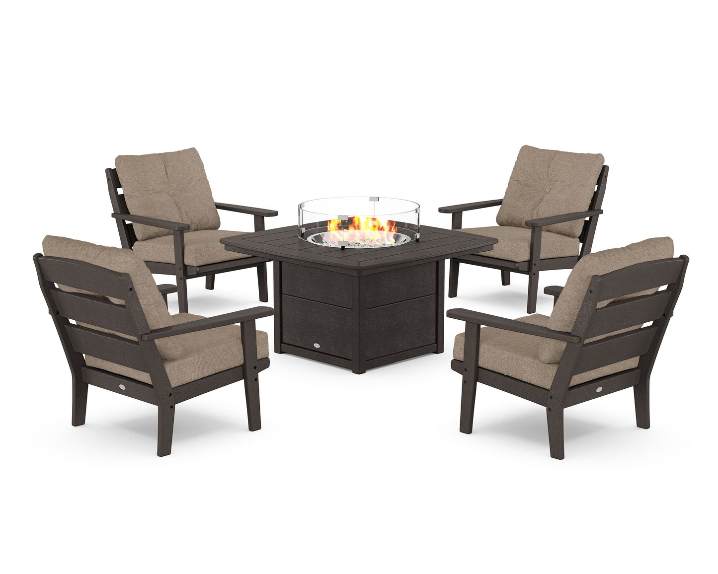 Lakeside 5-Piece Deep Seating Set with Nautical Fire Pit Table