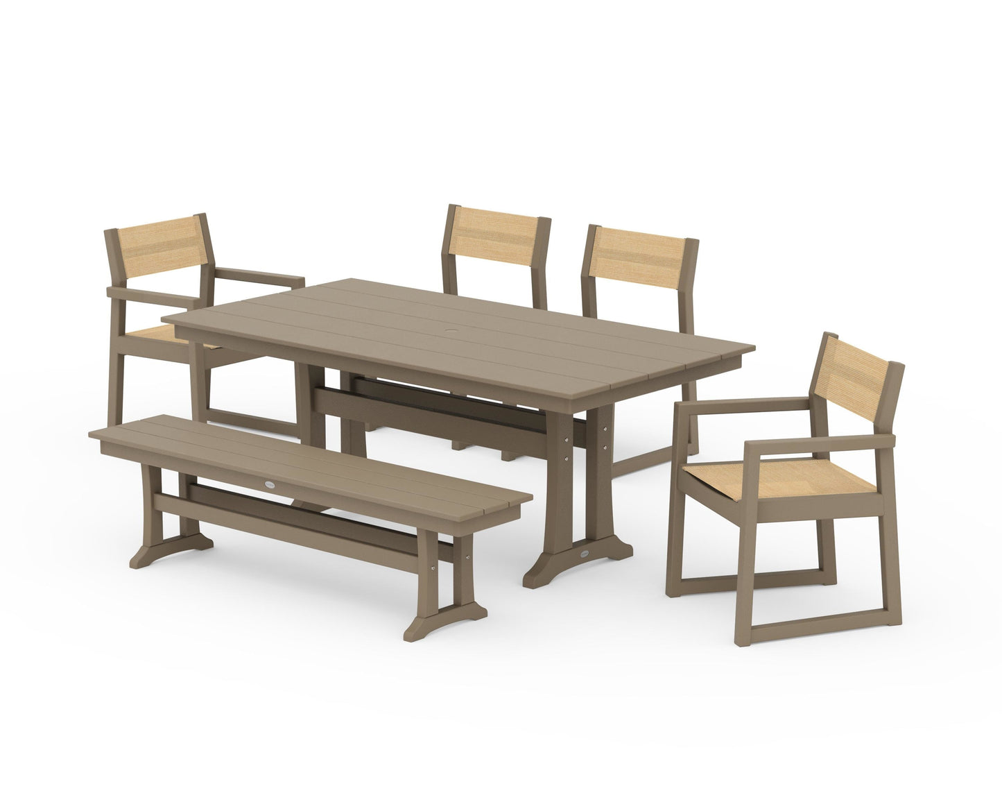 EDGE Sling 6-Piece Farmhouse Dining Set With Trestle Legs
