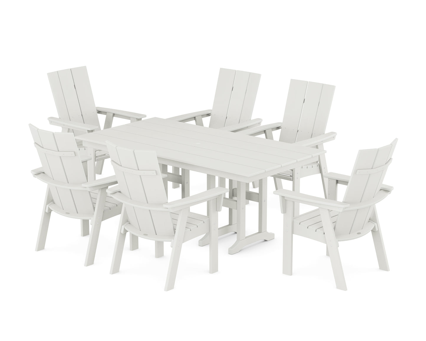 Modern Curveback Adirondack 7-Piece Farmhouse Dining Set